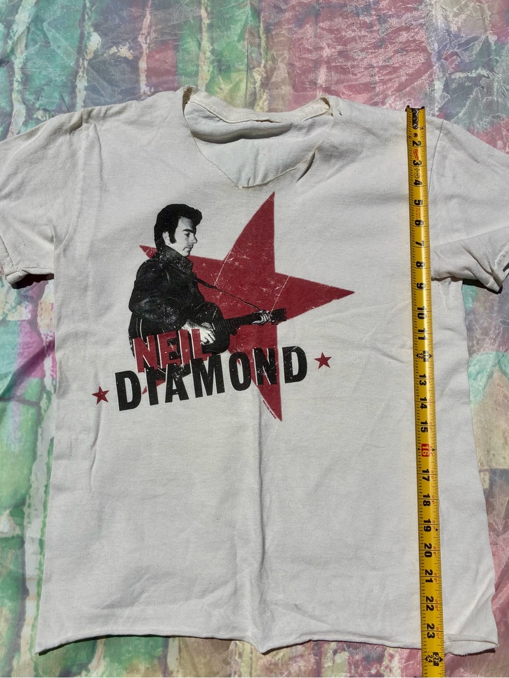 Vintage Neil Diamond White Tee with Red and Black Graphic